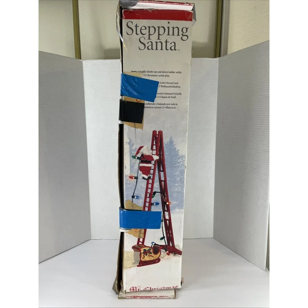 Vintage Mr. Christmas Stepping Santa Climbing Ladder Lights Plays 15 Carols
